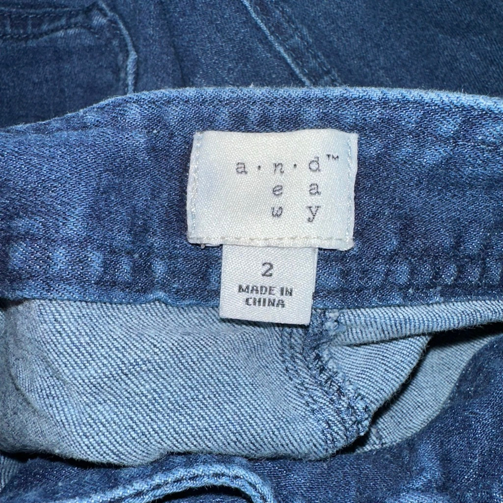 Women's A New Day Blue Denim Button Front A-Line Skirt Size 2 Button Down Belt - Picture 4 of 13